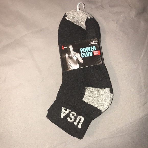 4-pair Power Club Sport Socks, Black/Gray, Men’s size 9-11, New! - Picture 2 of 10